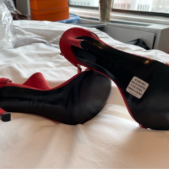 Stuart Weitzman Red Suede Heels Brand New 9 1/2 - Picture 2 of 5